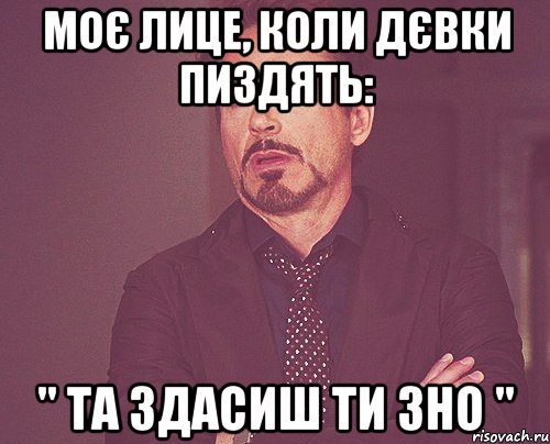 Моє лице, коли Дєвки пиздять: " Та здасиш ти ЗНО ", Мем твое выражение лица