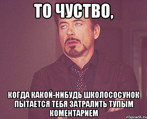 То чуство, Когда какой-нибудь школососунок пытается тебя затралить тупым коментарием, Мем твое выражение лица