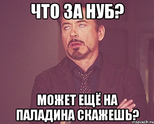 Что за нуб? Может ещё на паладина скажешь?, Мем твое выражение лица