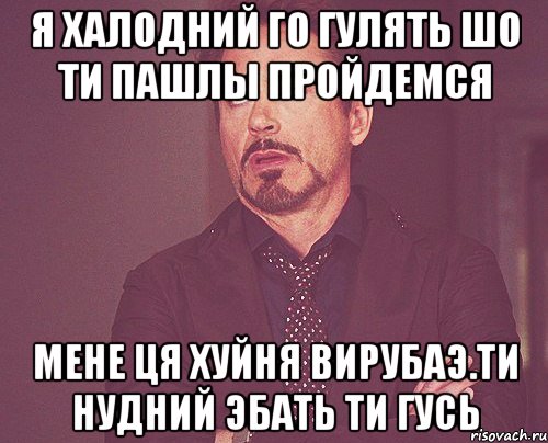 я халодний го гулять шо ти пашлы пройдемся мене ця хуйня вирубаэ.ти нудний эбать ти гусь, Мем твое выражение лица