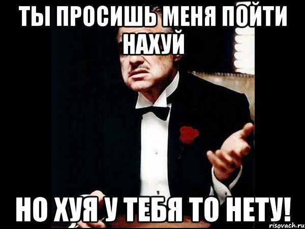 Ты просишь меня пойти нахуй но хуя у тебя то нету!