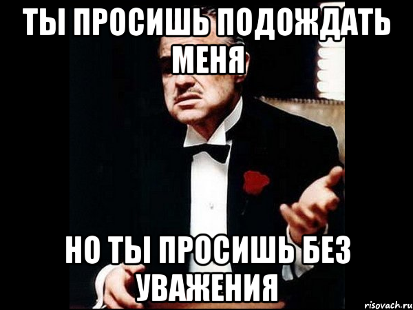 ТЫ ПРОСИШЬ ПОДОЖДАТЬ МЕНЯ НО ТЫ ПРОСИШЬ БЕЗ УВАЖЕНИЯ, Мем ты делаешь это без уважения