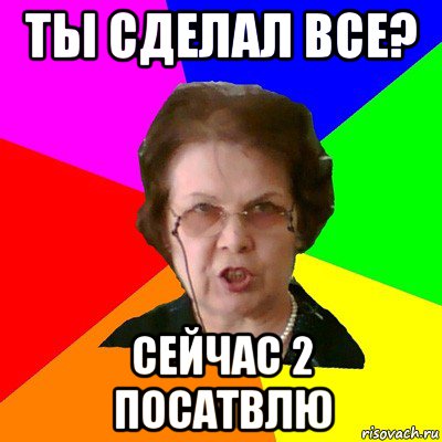 ты сделал все? сейчас 2 посатвлю, Мем Типичная училка