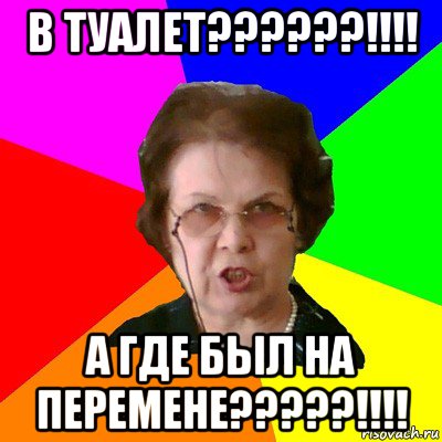 В ТУАЛЕТ??????!!!! А ГДЕ БЫЛ НА ПЕРЕМЕНЕ?????!!!!, Мем Типичная училка