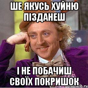 ше якусь хуйню пізданеш і не побачиш своїх покришок, Мем Ну давай расскажи (Вилли Вонка)