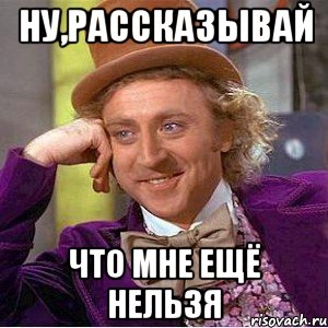 Ну,рассказывай Что мне ещё нельзя, Мем Ну давай расскажи (Вилли Вонка)