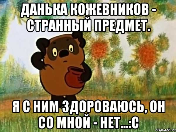 Данька Кожевников - странный предмет. Я с ним здороваюсь, он со мной - нет...:с, Мем Винни пух чешет затылок