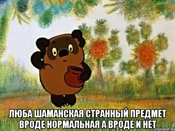  Люба Шаманская странный предмет вроде нормальная а вроде и нет, Мем Винни пух чешет затылок