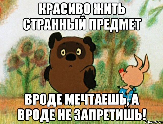 Красиво жить странный предмет Вроде мечтаешь, а вроде не запретишь!, Мем Винни Пух с Пятачком