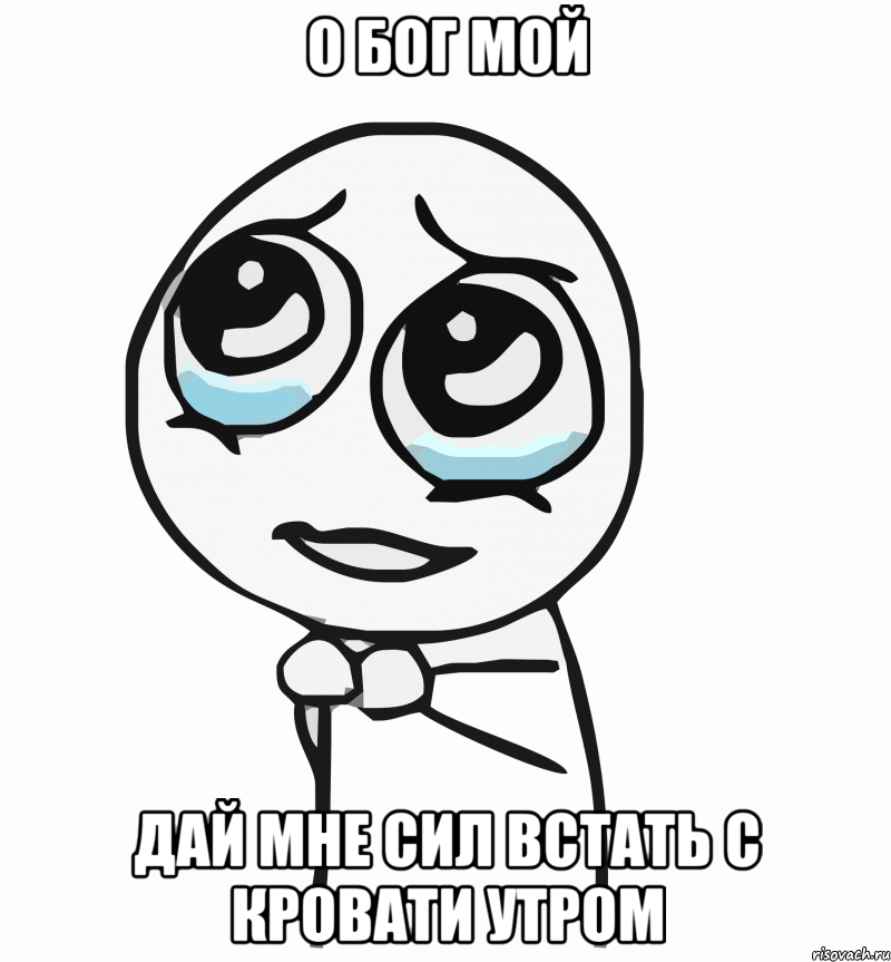 о бог мой дай мне сил встать с кровати утром, Мем  ну пожалуйста (please)