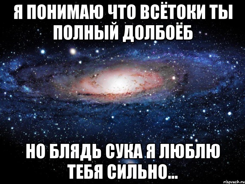 Я понимаю что всëтоки ты полный долбоëб Но блядь сука я люблю тебя сильно..., Мем Вселенная