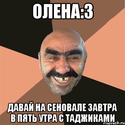 олена:3 давай на сеновале завтра в пять утра с таджиками, Мем Я твой дом труба шатал