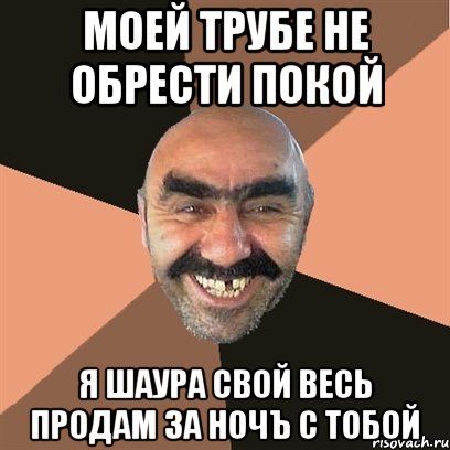 Моей трубе не обрести покой Я шаура свой весь продам за ночъ с тобой, Мем Я твой дом труба шатал