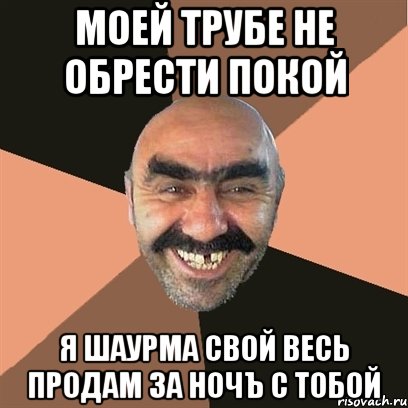 Моей трубе не обрести покой Я шаурма свой весь продам за ночъ с тобой, Мем Я твой дом труба шатал