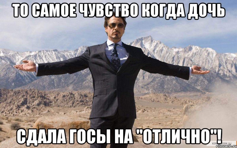 то самое чувство когда дочь сдала ГОСы на "ОТЛИЧНО"!, Мем железный человек