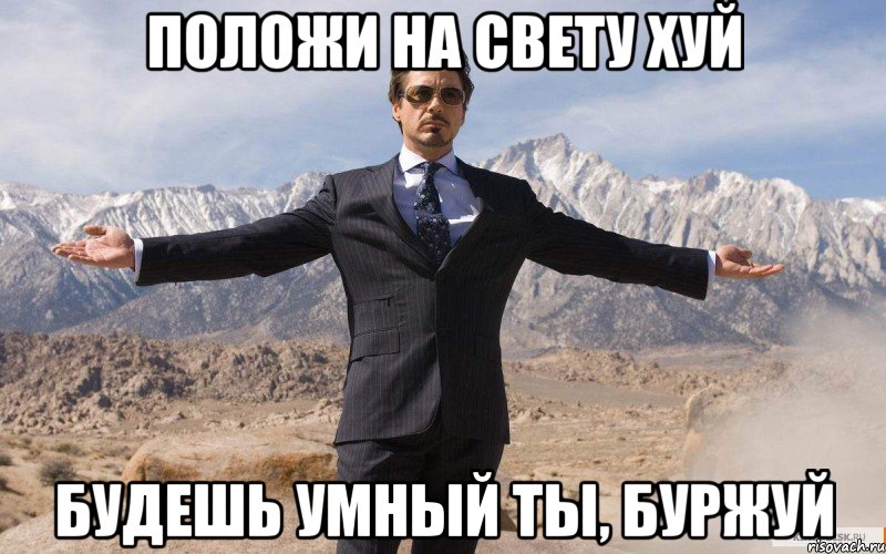 положи на свету хуй будешь умный ты, буржуй, Мем железный человек