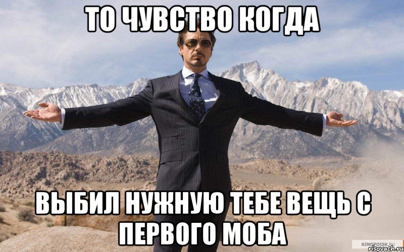 ТО ЧУВСТВО КОГДА ВЫБИЛ НУЖНУЮ ТЕБЕ ВЕЩЬ С ПЕРВОГО МОБА, Мем железный человек