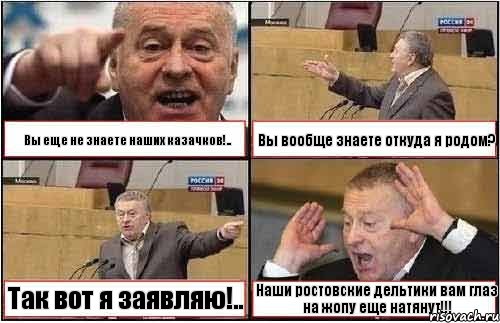 Вы еще не знаете наших казачков!.. Вы вообще знаете откуда я родом? Так вот я заявляю!.. Наши ростовские дельтики вам глаз на жопу еще натянут!!!, Комикс жиреновский