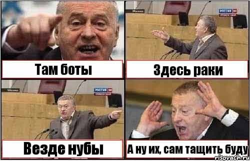 Там боты Здесь раки Везде нубы А ну их, сам тащить буду, Комикс жиреновский