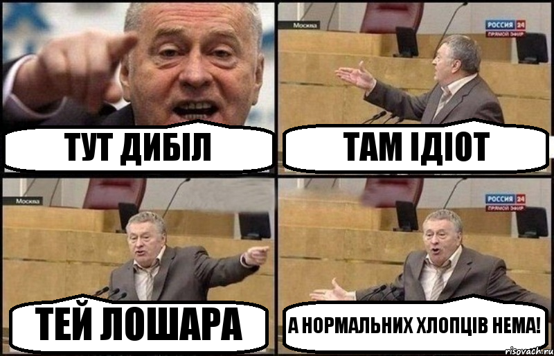 ТУТ ДИБІЛ ТАМ ІДІОТ ТЕЙ ЛОШАРА А НОРМАЛЬНИХ ХЛОПЦІВ НЕМА!, Комикс Жириновский