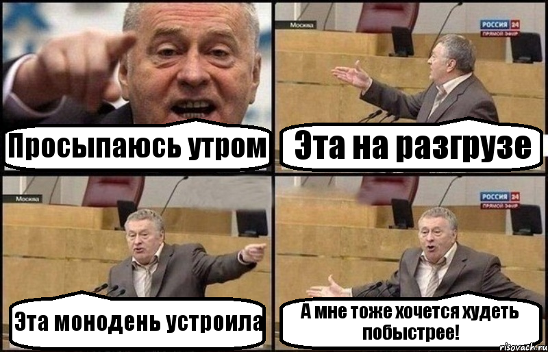 Просыпаюсь утром Эта на разгрузе Эта монодень устроила А мне тоже хочется худеть побыстрее!, Комикс Жириновский