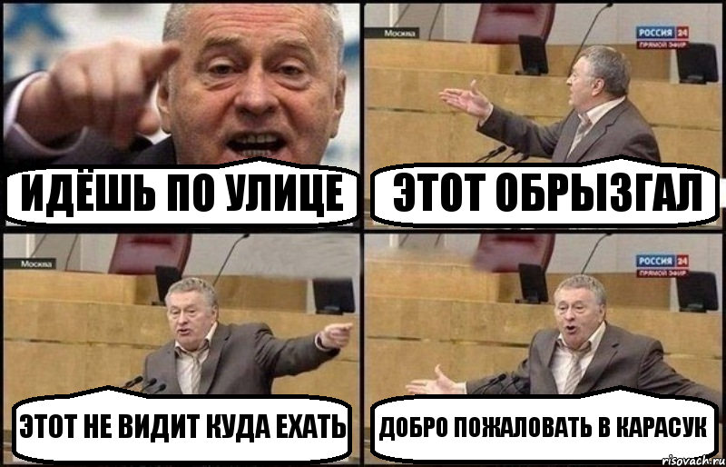 ИДЁШЬ ПО УЛИЦЕ ЭТОТ ОБРЫЗГАЛ ЭТОТ НЕ ВИДИТ КУДА ЕХАТЬ ДОБРО ПОЖАЛОВАТЬ В КАРАСУК, Комикс Жириновский