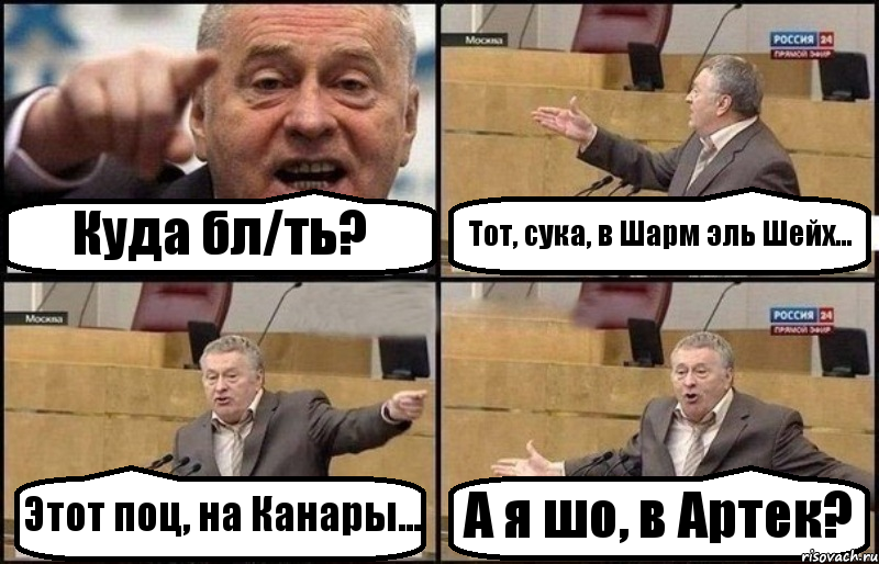 Куда бл/ть? Тот, сука, в Шарм эль Шейх... Этот поц, на Канары... А я шо, в Артек?, Комикс Жириновский