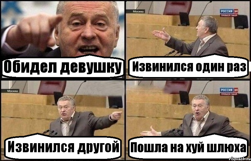 Обидел девушку Извинился один раз Извинился другой Пошла на хуй шлюха, Комикс Жириновский