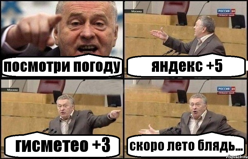 посмотри погоду яндекс +5 гисметео +3 скоро лето блядь..., Комикс Жириновский