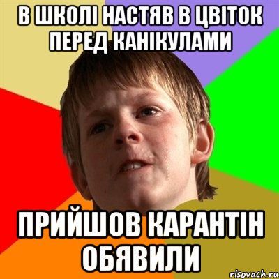 в школі настяв в цвіток перед канікулами прийшов карантін обявили, Мем Злой школьник