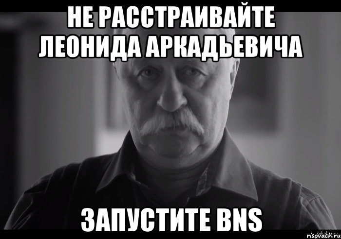 НЕ РАССТРАИВАЙТЕ ЛЕОНИДА АРКАДЬЕВИЧА ЗАПУСТИТЕ BNS, Мем Не огорчай Леонида Аркадьевича