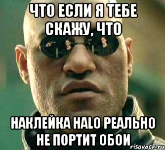 что если я тебе скажу, что наклейка halo реально не портит обои, Мем  а что если я скажу тебе