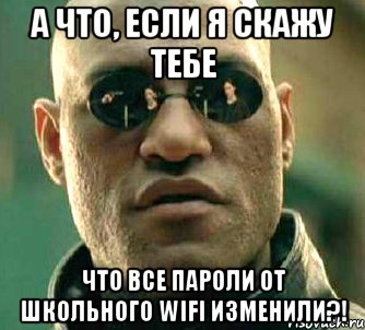 А ЧТО, ЕСЛИ Я СКАЖУ ТЕБЕ ЧТО ВСЕ ПАРОЛИ ОТ ШКОЛЬНОГО WIFI ИЗМЕНИЛИ?!, Мем  а что если я скажу тебе