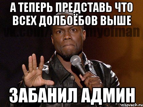 А теперь представь что всех долбоёбов выше Забанил админ, Мем  А теперь представь