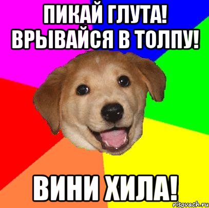 Пикай глута! Врывайся в толпу! Вини хила!, Мем Advice Dog