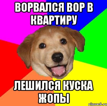 ВОРВАЛСЯ ВОР В КВАРТИРУ ЛЕШИЛСЯ КУСКА ЖОПЫ, Мем Advice Dog