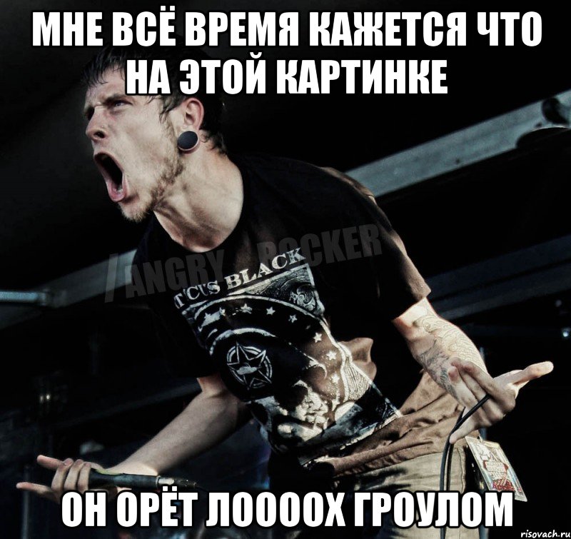 Мне всё время кажется что на этой картинке он орёт лоооох гроулом, Мем Агрессивный Рокер