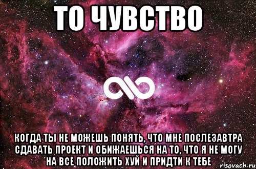 То чувство Когда ты не можешь понять, что мне послезавтра сдавать проект и обижаешься на то, что я не могу на все положить хуй и придти к тебе, Мем офигенно