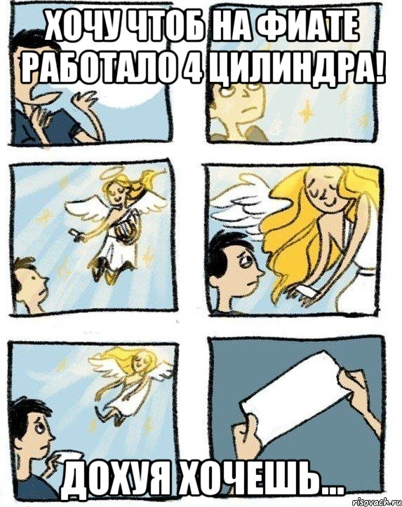 Хочу чтоб на фиате работало 4 цилиндра! Дохуя хочешь..., Комикс  Дохфига хочешь