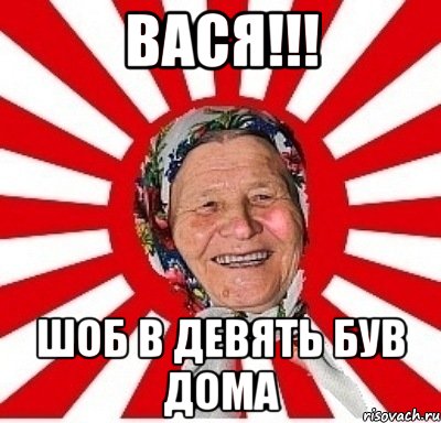 вася!!! шоб в девять був дома, Мем  бабуля