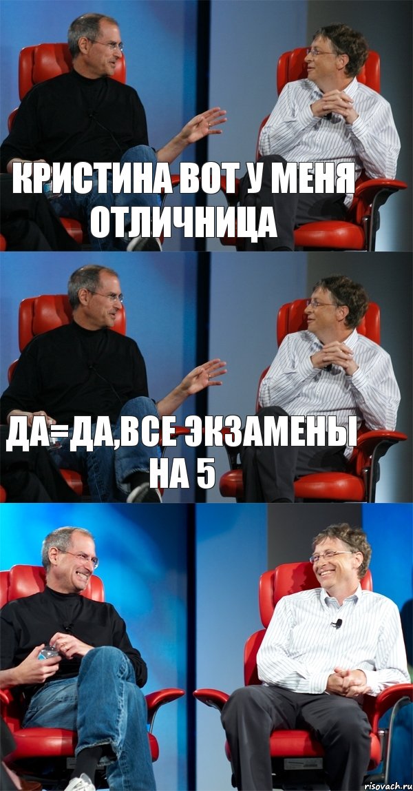 Кристина вот у меня отличница да=да,все экзамены на 5 , Комикс Стив Джобс и Билл Гейтс (3 зоны)