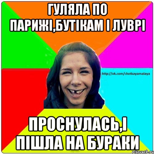 Гуляла по парижі,бутікам і луврі Проснулась,і пішла на бураки, Мем Чотка мала