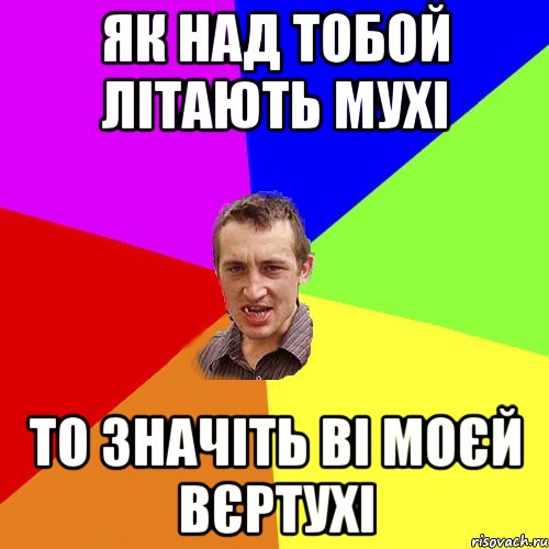 як над тобой літають мухі то значіть ві моєй вєртухі, Мем Чоткий паца