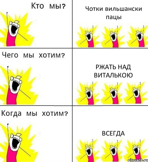 Чотки вильшански пацы Ржать над Виталькою Всегда, Комикс Что мы хотим