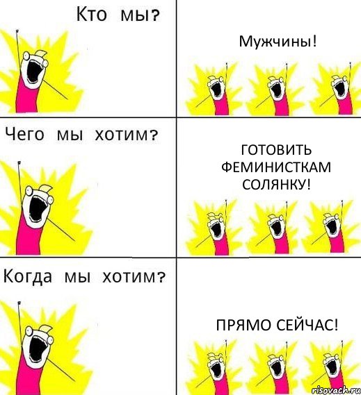 Мужчины! Готовить феминисткам солянку! Прямо сейчас!, Комикс Что мы хотим