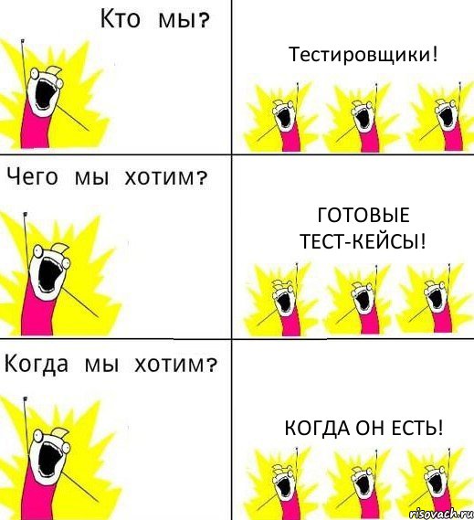 Тестировщики! Готовые тест-кейсы! Когда он есть!, Комикс Что мы хотим