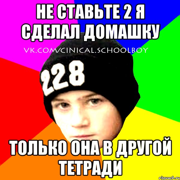 Не ставьте 2 я сделал домашку только она в другой тетради, Мем  Циничный Школьник