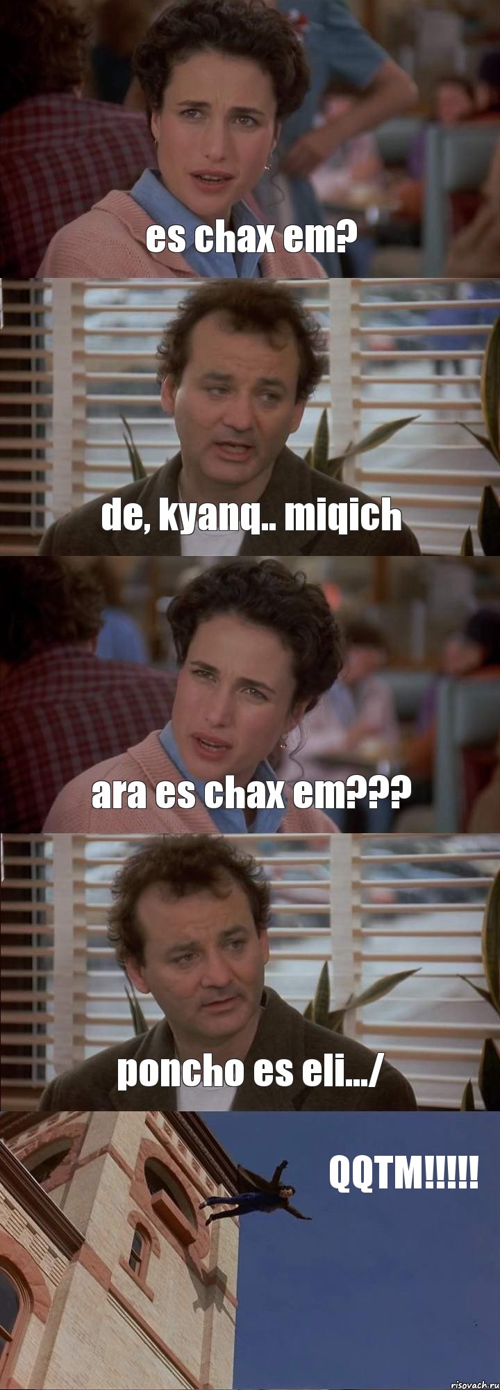 es chax em? de, kyanq.. miqich ara es chax em??? poncho es eli.../ QQTM!!!!!, Комикс День сурка