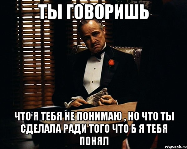 ты говоришь что я тебя не понимаю , но что ты сделала ради того что б я тебя понял, Мем Дон Вито Корлеоне