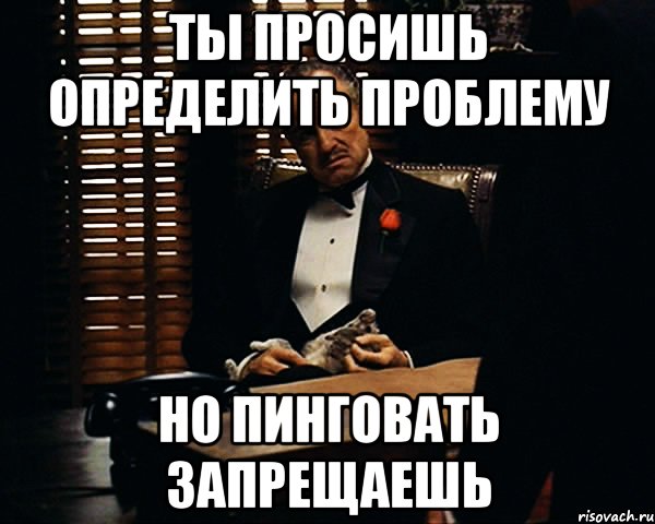 Ты просишь определить проблему Но пинговать запрещаешь, Мем Дон Вито Корлеоне